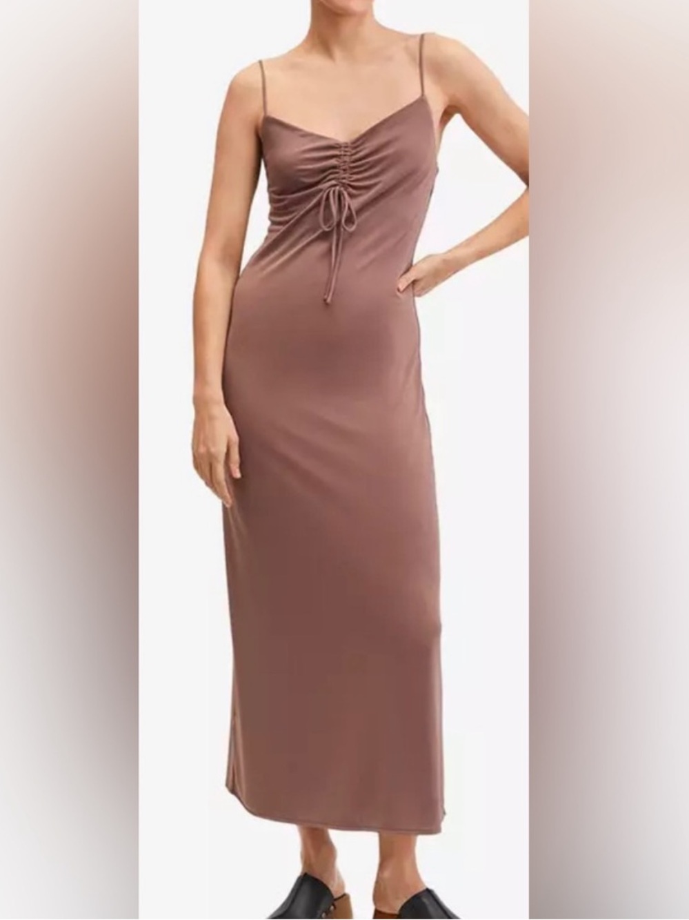 Mango Gathered Neckline Midi Dress, sz L